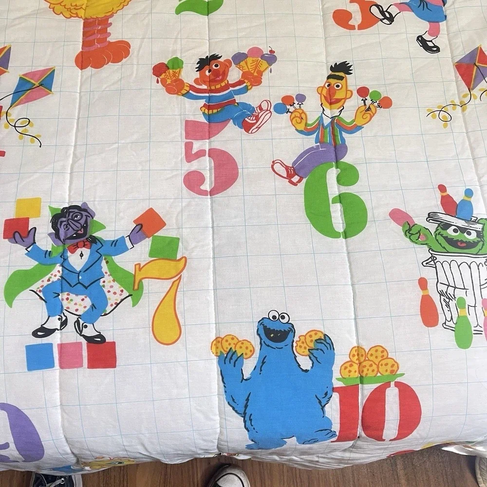 VTG Stevens Sesame Street ABC Blanket Comforter Big Bird Cookie Monster 58x75